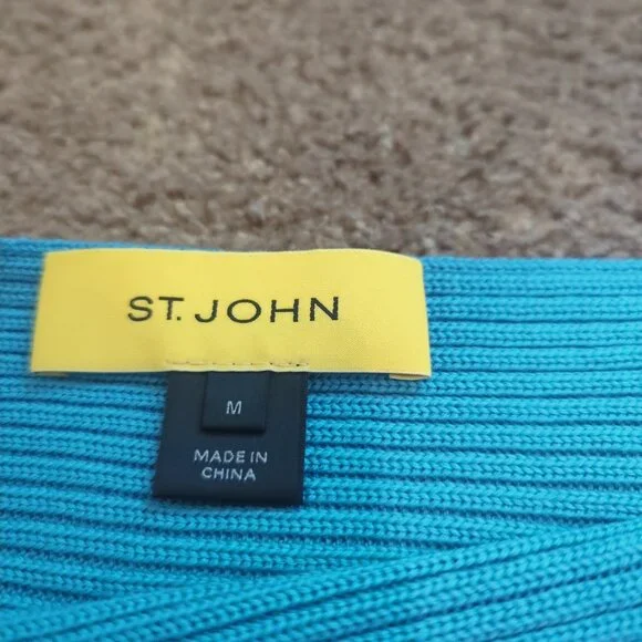 St. John Boatneck Wool Sweater Blue Size Medium - Picture 3 of 9